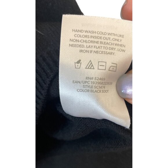 Womens Cashmere Blend Black Hoodie M Boho Warm Comfort Elegant - Picture 6 of 6